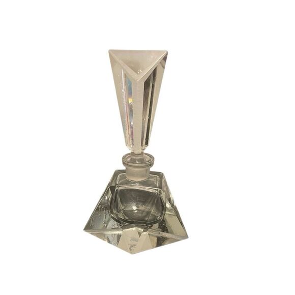 Vintage Leaded Crystal Perfume Bottle with Stopper Clear - Picture 1 of 5